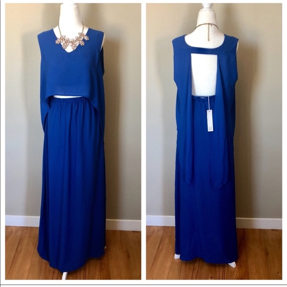 Brand NEW Sleeveless High Low Blue Maxi DRESS - Picture 1 of 6